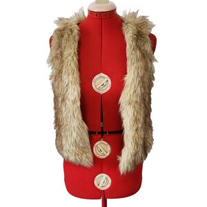 OLD NAVY Brown Faux Fur Sleeveless Vest Open Jackey Size L (10-12)